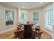 Charming dining area featuring a unique barrel table and natural light from surrounding windows with blindsl at 2200 Capes Cove Dr, Sherrills Ford, NC 28673