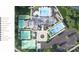 Stunning aerial view of community amenities, including pool, tennis court and clubhouse at 4209 Pinekirk Dr # 374, Charlotte, NC 28269