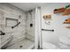 Contemporary tiled shower with convenient accessibility features for a comfortable bathing experience at 4235 Howie Cir, Charlotte, NC 28205