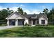 Charming single-story home with white brick, dark gray garage doors, and mature landscaping at 5190 Joseph Ct, Hickory, NC 28602