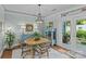 Traditional dining room with light blue walls, wood floors and a white area rug at 6827 Dunton St, Huntersville, NC 28078