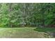 Lush backyard with a spacious lawn surrounded by mature trees, perfect for outdoor activities at 705 Moss Creek Dr, Matthews, NC 28105