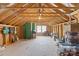 Unfinished attic space with exposed wooden beams, ready for customization and storage at 9750 Briarwick Ln, Charlotte, NC 28277