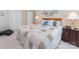 Comfortable bedroom featuring a patchwork quilt, soft pillows, and a light wood headboard at 10322 Stoneykirk Ln, Charlotte, NC 28269