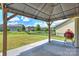 Outdoor patio with a pergola offering views of the expansive backyard and surrounding neighborhood at 11101 Crane Creek Dr, Charlotte, NC 28278