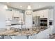 Close up of the kitchen island with granite counters at 11101 Crane Creek Dr, Charlotte, NC 28278