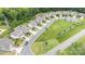 An aerial view featuring community's well-kept lawns, manicured landscaping, and tree-lined streets in neighborhood at 1813 Shelbourne Way, Fort Mill, SC 29707