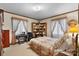Cozy bedroom with unique decor, a sewing machine table, and a comfy-looking bed at 2448 Moss Farm Rd, Hickory, NC 28602