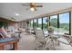 Sunroom filled with sunlight, featuring multiple seating areas, perfect for enjoying the views at 2448 Moss Farm Rd, Hickory, NC 28602