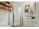 Small bathroom features a shower and toilet at 2968 Grace St, Claremont, NC 28610
