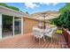 Outdoor deck with a dining set and an umbrella, perfect for enjoying al fresco meals and outdoor living at 2968 Grace St, Claremont, NC 28610