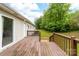 Wooden deck with brown railings overlooking the lawn at 3716 Hamilton Dr, Gastonia, NC 28052
