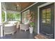 Inviting front porch featuring stylish seating, dark painted floors, and a ceiling fan at 501 E Tremont Ave, Charlotte, NC 28203