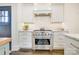 Modern kitchen features stainless steel range, white marble counters, and custom cabinets at 501 E Tremont Ave, Charlotte, NC 28203