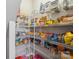 Walk-in pantry with metal shelving stocked with various food items and household supplies at 5812 Dinsmore Ln, Belmont, NC 28012