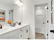 Modern bathroom with double sinks, white cabinets, and a separate shower at 8692 Acadia Pkwy # 591, Sherrills Ford, NC 28673