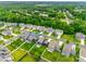 A bird's eye view of a neighborhood showcasing lush landscaping and a layout highlighting nearby green spaces at 1033 Dorsey Dr, Fort Mill, SC 29715