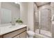 Modern bathroom features a white vanity, and a tiled walk-in shower at 1033 Dorsey Dr, Fort Mill, SC 29715