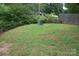 Private backyard featuring lush green grass, mature landscaping, and partially fenced in area at 116 Lanes End Rd, Locust, NC 28097