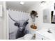 Cozy bathroom showcasing unique rustic decor and a shower with a decorative shower curtain at 118 Sunset Dr, Clover, SC 29710