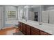 Elegant bathroom with a double vanity, soaking tub, and separate shower at 1230 Long Creek Ln, Salisbury, NC 28146