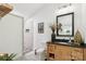 Charming bathroom featuring a modern vanity with a vessel sink, sleek fixtures and tiled shower at 1737 Hwy 109 N Hwy, Troy, NC 27371