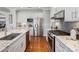 Close up of renovated kitchen featuring stainless steel appliances and granite countertops at 2178 Stone Pile Sw Dr, Concord, NC 28025