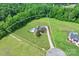 Aerial view of home on large lot with inground pool at 270 Sandhills Ct, Mooresville, NC 28115