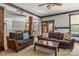 Comfortable living room featuring wood accents, carpet, and two sofas with a coffee table at 270 Sandhills Ct, Mooresville, NC 28115