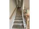 Carpeted stairs with wood and iron railing leading to the upper level at 4049 Port Richmond Ave # 10, Gastonia, NC 28056