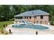 Aerial view of home with manicured lawn and backyard pool at 408 Emerald Bay Dr, Salisbury, NC 28146