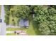 Aerial view showcasing the property with a well-maintained lawn, mature trees, and a detached garage at 4915 Galax Dr, Charlotte, NC 28213
