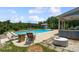 Serene backyard with a pool, hot tub, and cozy lounge chairs at 837 Tyne Dr, Fort Mill, SC 29715