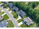 Aerial view of the property showcasing its well-manicured lawn, mature trees, and inviting curb appeal at 1643 Essex Hall Dr, Rock Hill, SC 29730