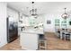 Modern kitchen featuring white cabinets, granite countertops, stainless steel appliances, and a large island with seating at 182 Mackenzie Ct, China Grove, NC 28023