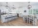 Open-concept kitchen with white cabinets, granite countertops, stainless steel appliances, and an island with seating at 182 Mackenzie Ct, China Grove, NC 28023