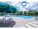 Great swimming pool offers a comfortable place to relax and swim with tables and lounge chairs to relax on at 19539 Denae Lynn Dr, Cornelius, NC 28031