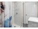 Updated bathroom featuring new tile shower and modern fixtures at 220 Pinehurst Ln, Newton, NC 28658