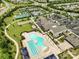 Aerial view of the community pool featuring tennis courts, parking and recreational amenities at 2329 Delaney Dr, Fort Mill, SC 29715