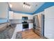 Modern kitchen with white cabinets, stainless steel appliances, and granite countertops at 4037 Lakota Ct, Charlotte, NC 28269