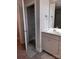 Bathroom featuring a vanity with open linen closet with shelving at 4041 Port Richmond Ave # 9, Gastonia, NC 28056