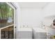 Laundry room featuring white walls, utility sink, laundry machines, access to the exterior and an exterior door at 4114 Stacy Blvd, Charlotte, NC 28209