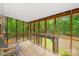 View of the screened-in porch with a wooden deck and a beautiful yard view at 4114 Stacy Blvd, Charlotte, NC 28209