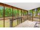 View of the backyard from a screened porch with wood floors at 4114 Stacy Blvd, Charlotte, NC 28209