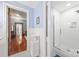 Modern bathroom featuring a tiled walk-in shower and classic black and white tile floor, blending style and functionality at 4569 Edgeland Rd, Edgemoor, SC 29712