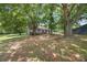 Beautiful backyard featuring a deck, mature trees, and spacious lawn at 5200 Winding Ln, Indian Trail, NC 28079