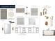 Primary bathroom design board featuring Irish creme cabinets, champagne bronze plumbing, and snow gold quartz countertop at 5427 Addison Dr, Charlotte, NC 28211