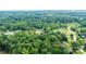 Expansive aerial shot showing a lush, densely wooded landscape surrounding a rural property at 1094 Curve View Rd, Lincolnton, NC 28092