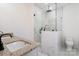 Bathroom featuring frameless shower and granite sink countertop at 1244 Bob Falls Rd, Shelby, NC 28150