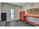 Well-organized garage area with tool storage and work bench at 14503 Crest Ct, Charlotte, NC 28278